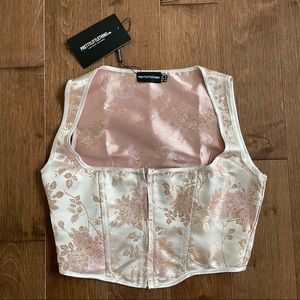 Pretty Little Thing Pink Satin Print Zip Front Corset 💗